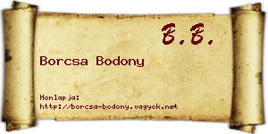Borcsa Bodony névjegykártya